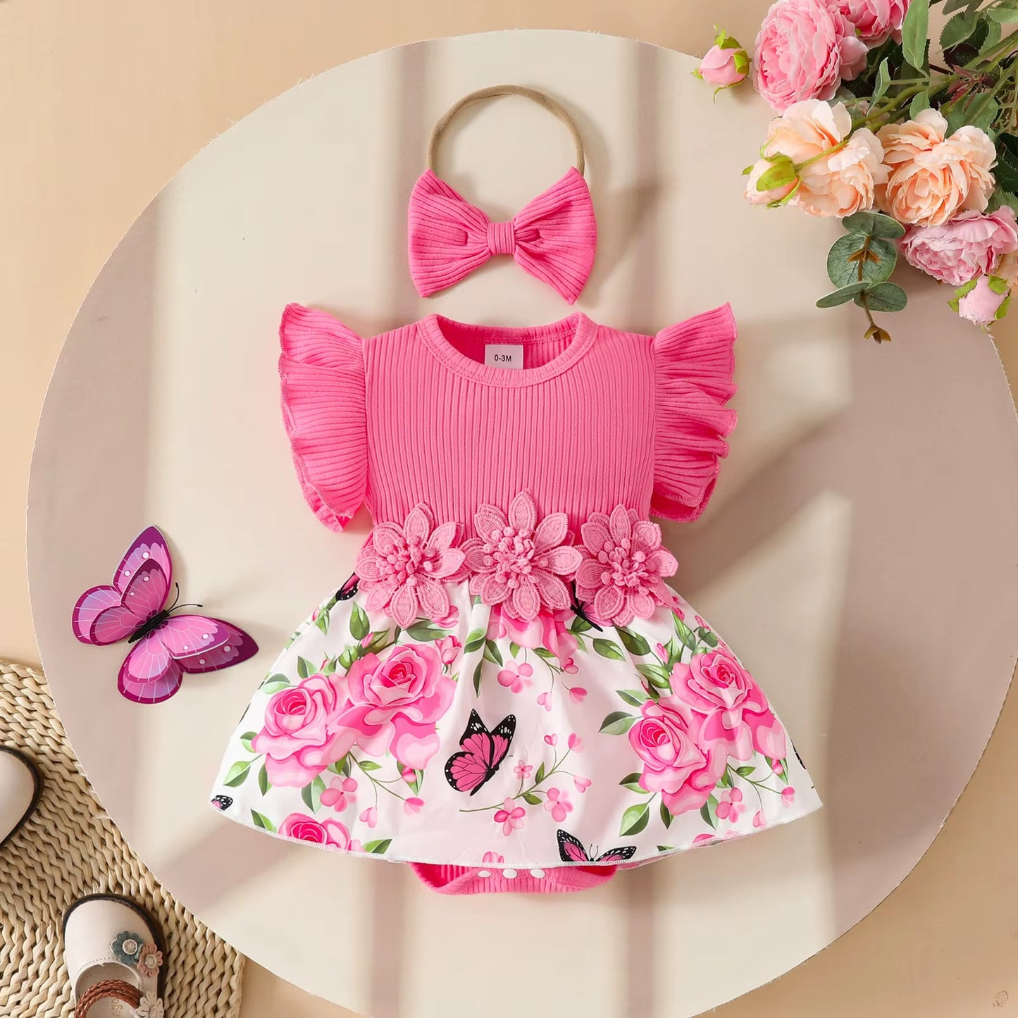 Bellabloom – Baby Girl Ruffle Romper Skirt Set with Bow