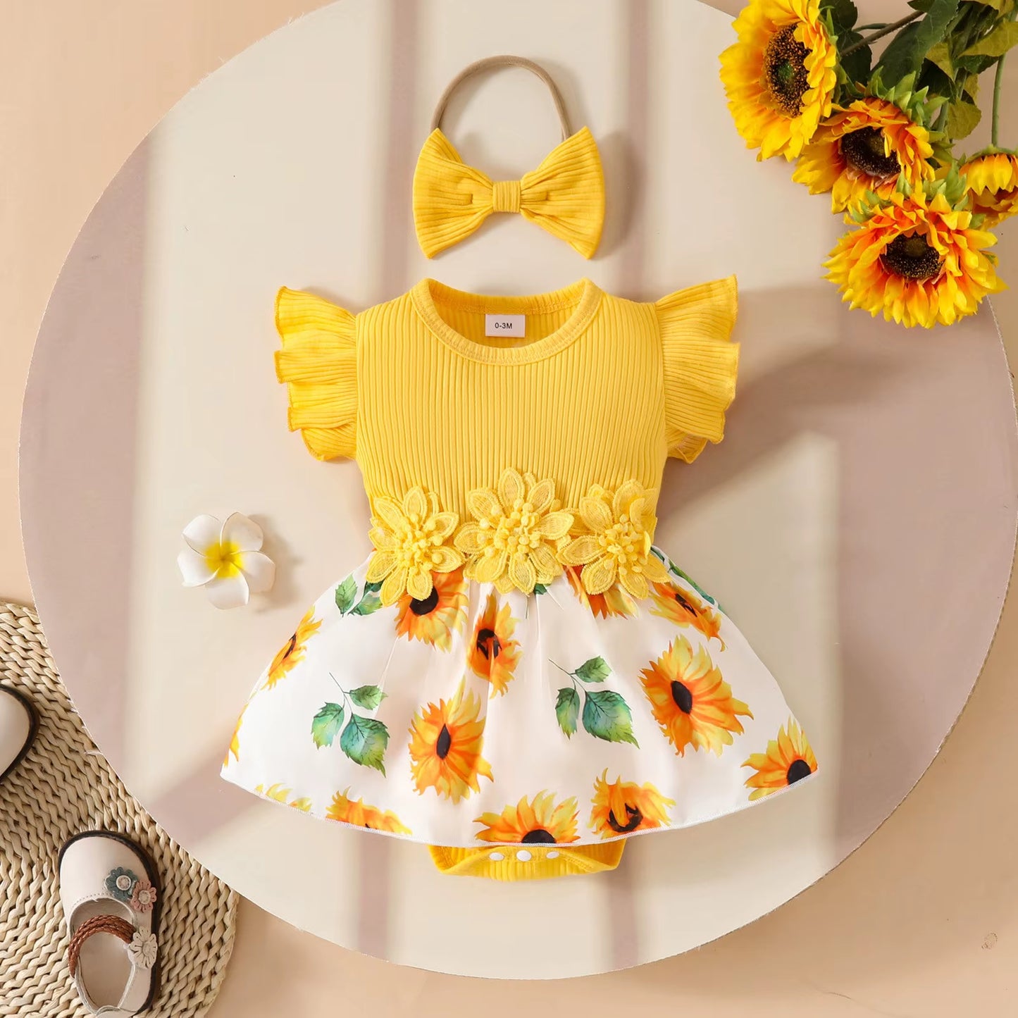 Bellabloom – Baby Girl Ruffle Romper Skirt Set with Bow