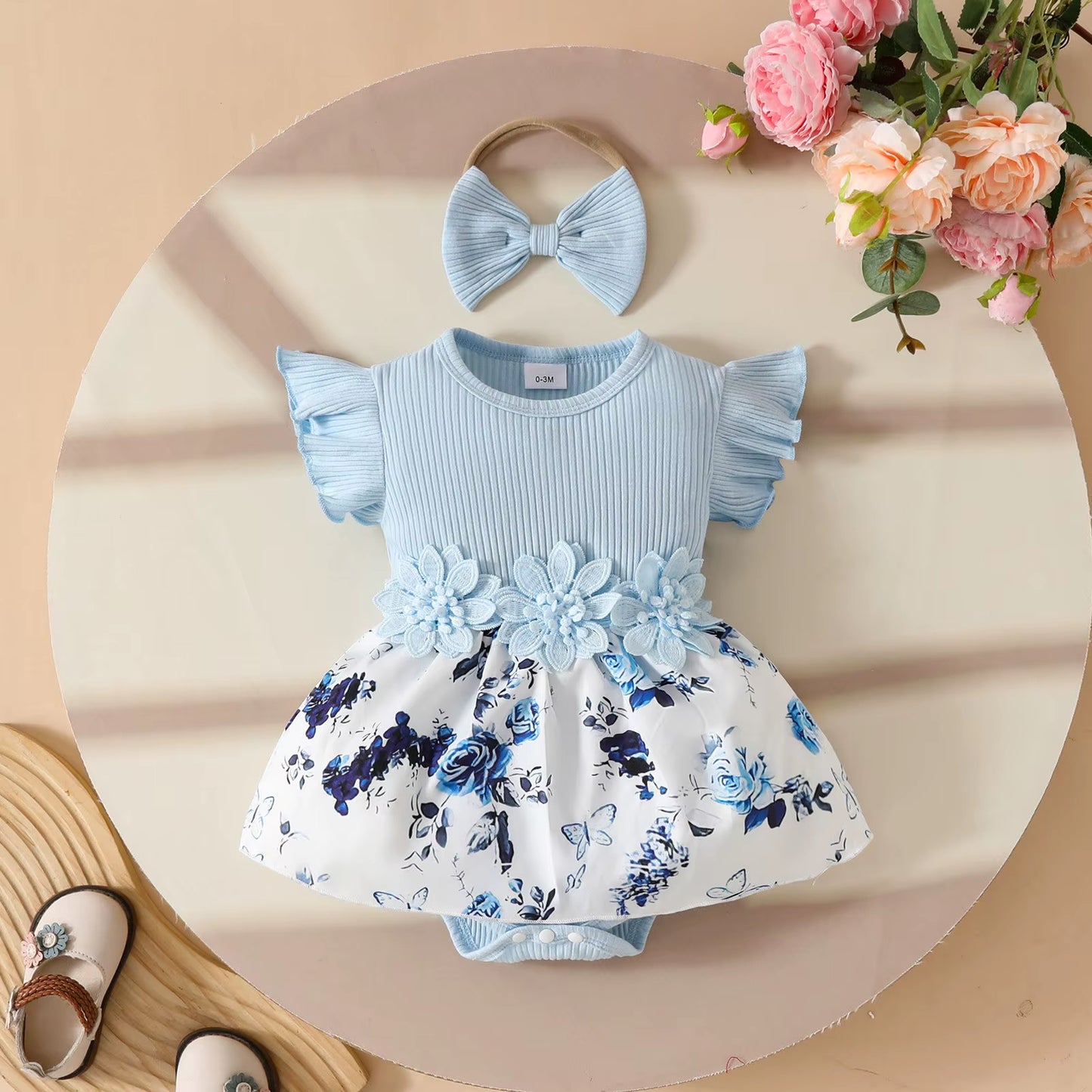 Bellabloom – Baby Girl Ruffle Romper Skirt Set with Bow