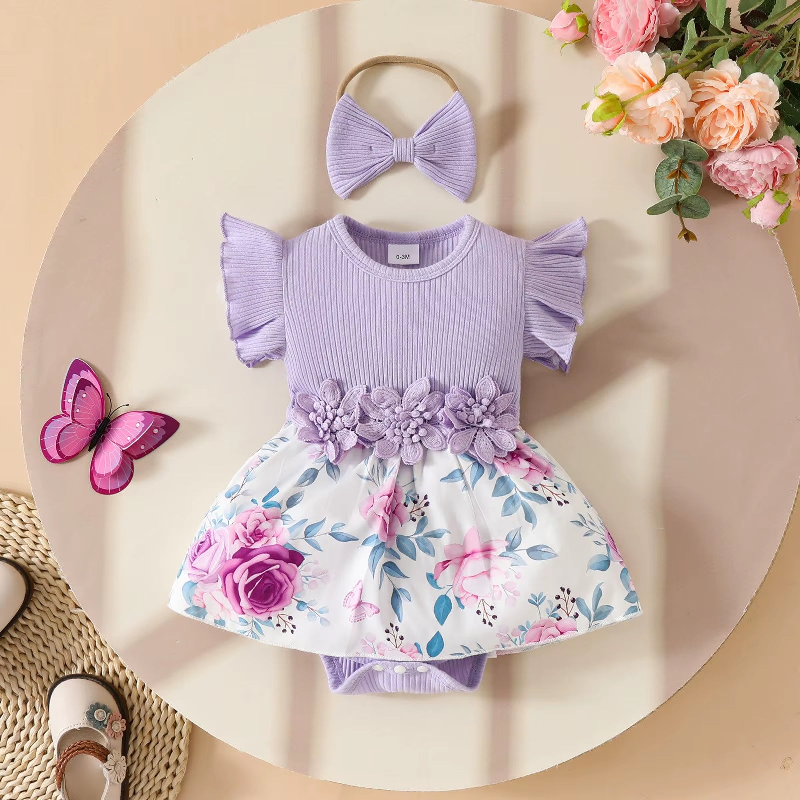 Bellabloom – Baby Girl Ruffle Romper Skirt Set with Bow