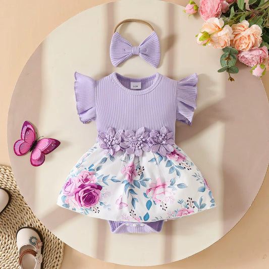 Bellabloom – Baby Girl Ruffle Romper Skirt Set with Bow