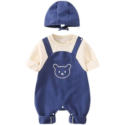 Sweetnest™ Newborn One-Piece Set – Autumn & Spring Outfit with Matching Hat